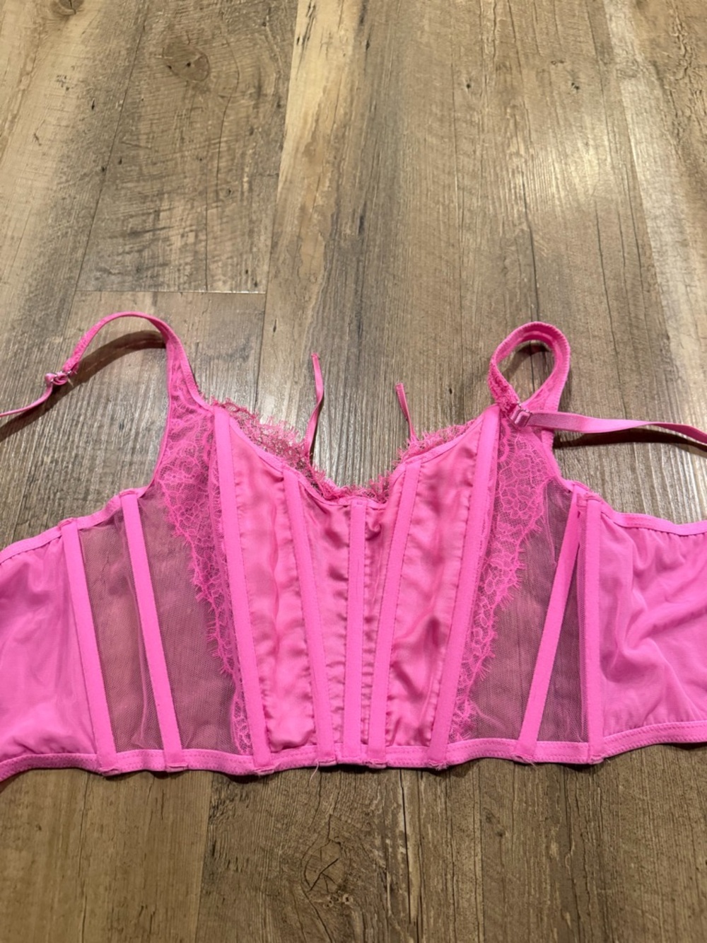 Victoria's Secret Hot Pink Lace Longline Corset Bralette Large - Picture 5 of 5
